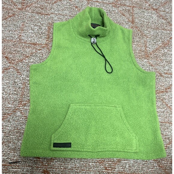 RALPH LAUREN Vintage Women's Vest Green Fleece Front Pocket Size Medium - Picture 6 of 8